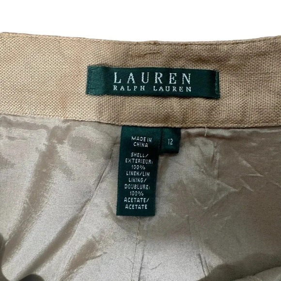 Ralph Lauren 100% Line Light brown Women’s pleated twill wide legs pants Sz 12 - Picture 6 of 9